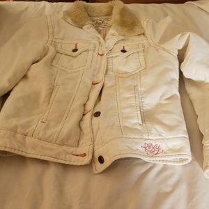 Women Roxy cream corduroy jacket sz XL